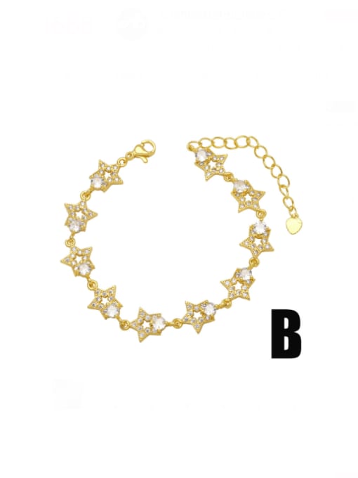 B Brass Cubic Zirconia Flower Luxury Bracelet