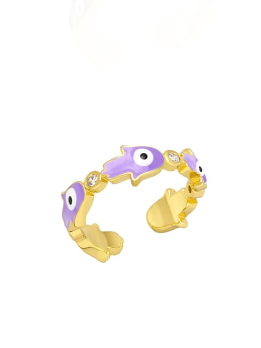 purple Brass Enamel Evil Eye Vintage Band Ring