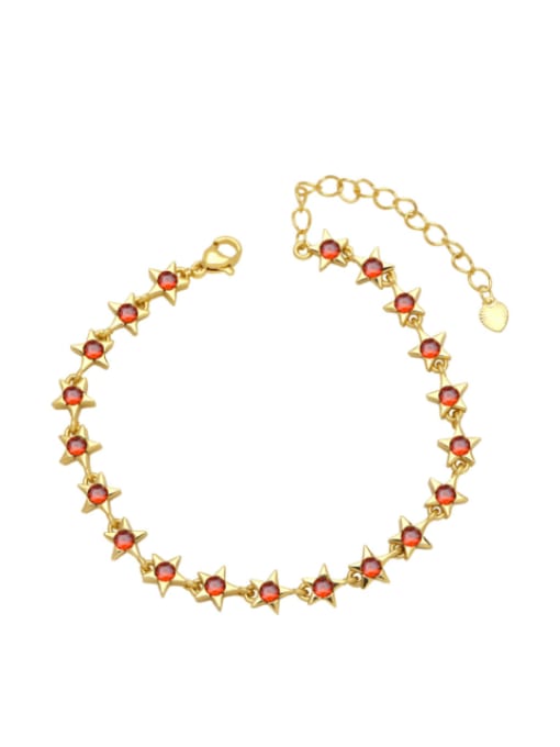 orange Brass Cubic Zirconia Pentagram Minimalist Adjustable Bracelet