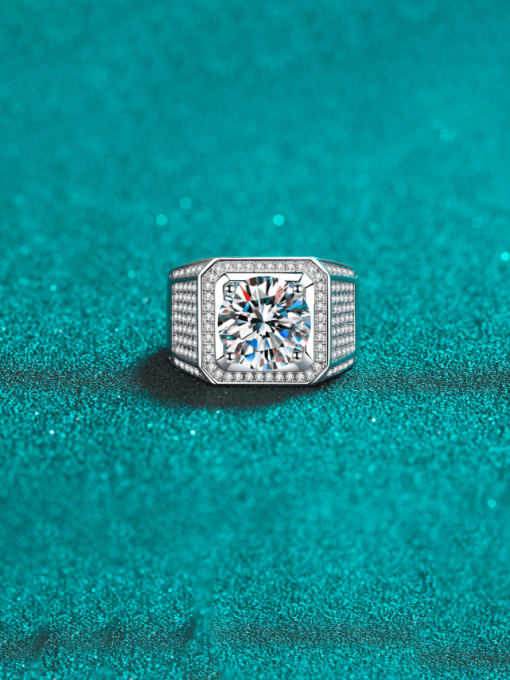 MOISS 925 Sterling Silver Moissanite Square Dainty Cocktail Ring