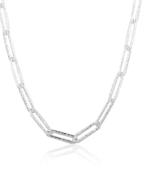 Silver beautiful flower chain 925 Sterling Silver  Minimalist Hollow Geometric  Chain Necklace