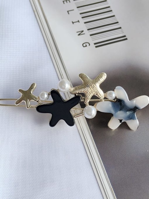 Black and white Alloy Cellulose Acetate Minimalist Star  Hair Pin