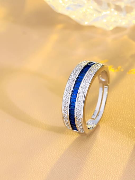 blue Brass Cubic Zirconia Geometric Dainty Band Ring