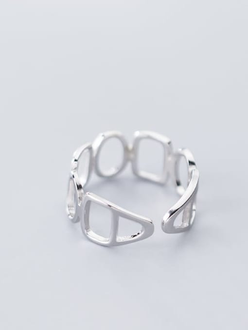 Rosh 925 Sterling Silver Hollow Geometric Minimalist Free Size Ring 3