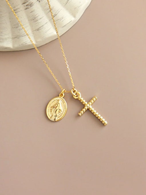 DAKA 925 Sterling Silver Cross Minimalist Regligious Necklace