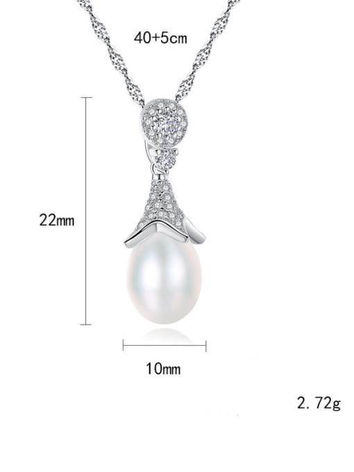 CCUI 925 Sterling Silver Simple fashion Freshwater Pearl pendant  Necklace 4
