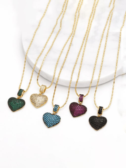 CC Brass Cubic Zirconia Heart Trend Necklace 0