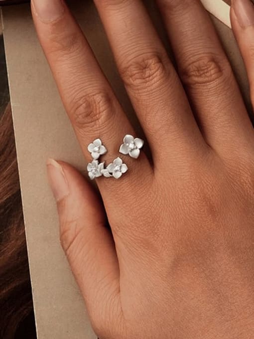 Jare 925 Sterling Silver Flower Minimalist Band Ring 1