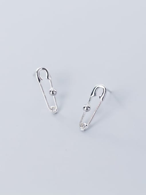 Rosh 925 Sterling Silver Geometric Minimalist paper clip Stud Earring 2