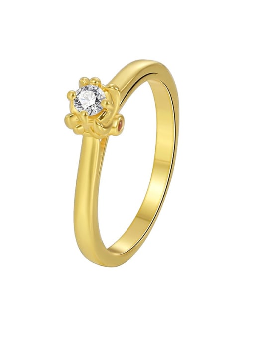 Gold Zircon Ring Brass Cubic Zirconia Geometric Minimalist Band Ring