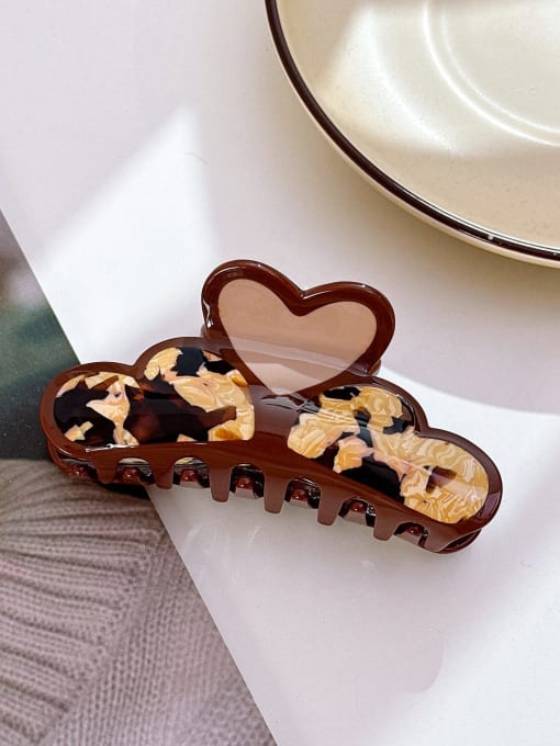 Coffee color 9.4cm Cellulose Acetate Minimalist Heart Alloy Multi Color Jaw Hair Claw