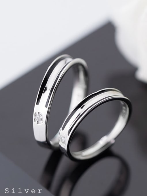 Rosh 925 Sterling Silver Irregular Minimalist Couple Ring 1