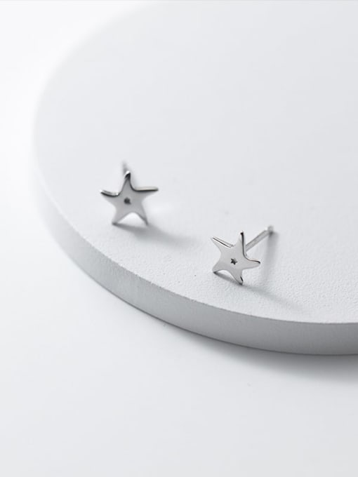 Rosh 925 Sterling Silver Five-Pointed Star Minimalist Stud Earring 4