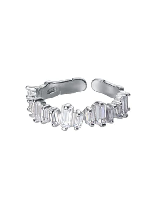 Rosh 925 Sterling Silver Cubic Zirconia Irregular Minimalist Band Ring 3