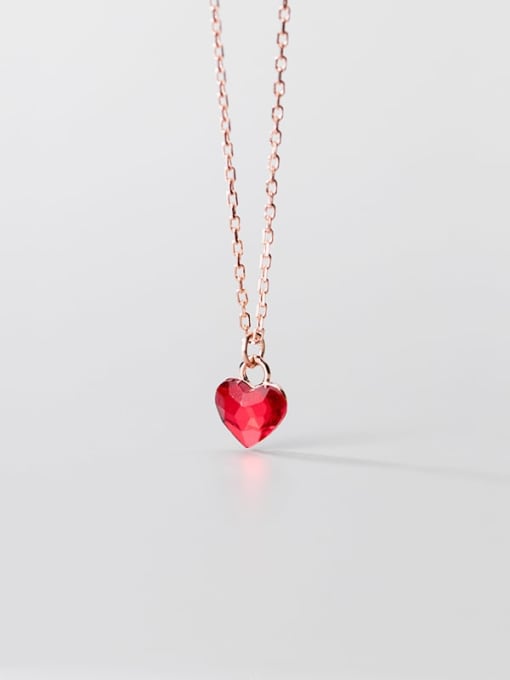 Rosh 925 Sterling Silver Red Heart Minimalist Necklace 4