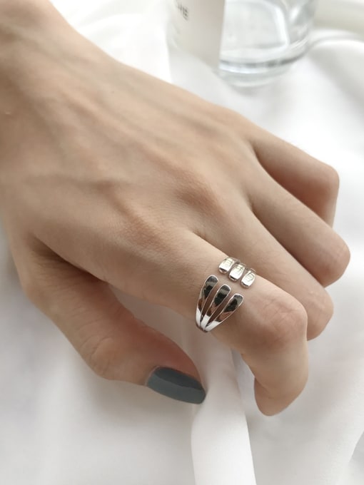 Boomer Cat 925 Sterling Silver Smooth Hexagon Minimalist Band Ring 2