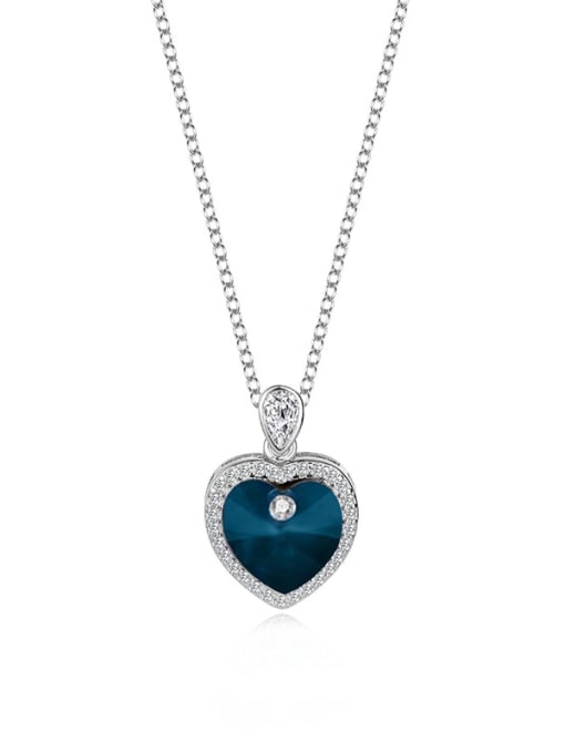 JYXZ 013 (denim) 925 Sterling Silver Austrian Crystal Heart Classic Necklace