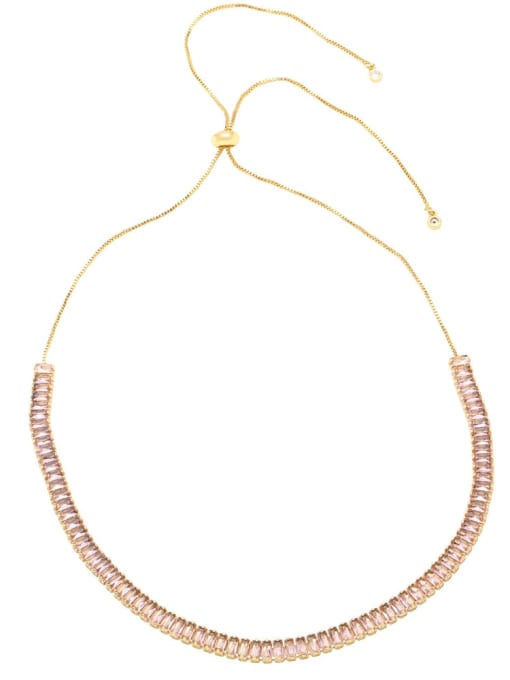 A Brass Cubic Zirconia Geometric Vintage Necklace
