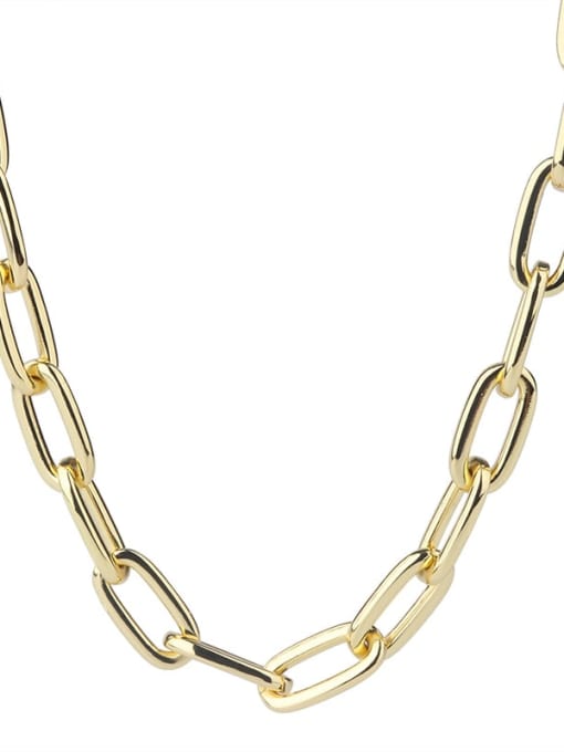 ROSS Brass Hollow Geometric Chain Minimalist Necklace 0