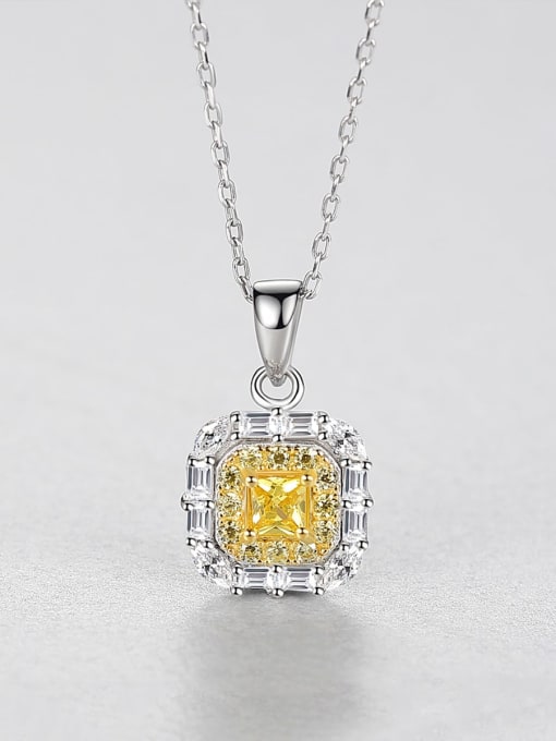 CCUI 925 Sterling Silver Luxury  square  Cubic Zirconia  pendant  Necklace 2