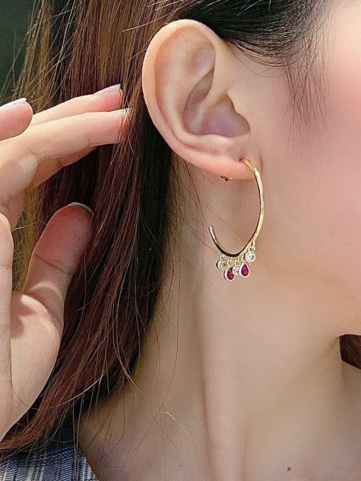 ROSS Copper Cubic Zirconia Geometric Minimalist Hoop Earring