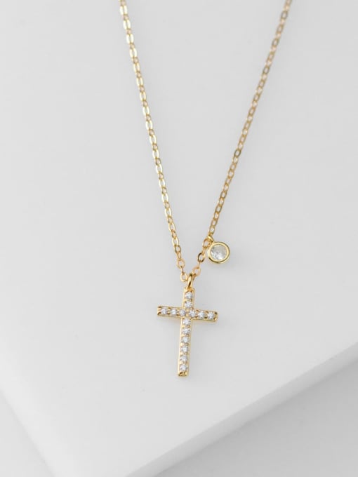 Rosh 925 Sterling Silver Cubic Zirconia Cross Dainty Necklace 0