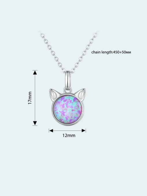 Jare 925 Sterling Silver Synthetic Opal Rabbit Minimalist Necklace 2