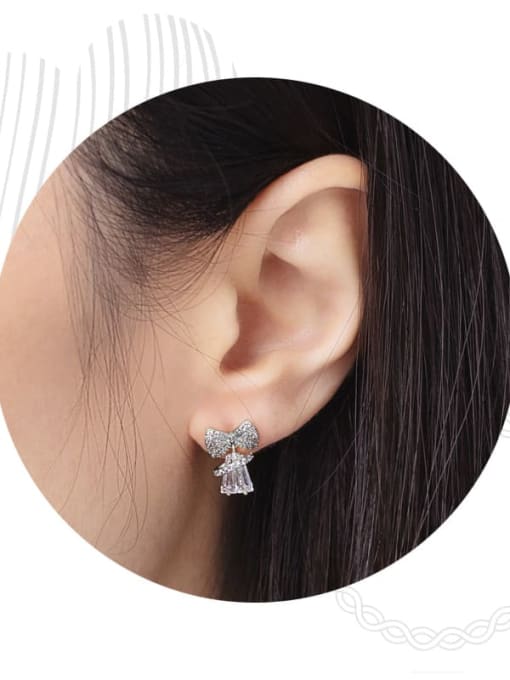 XP Alloy Cubic Zirconia Tassel Dainty Stud Earring 1