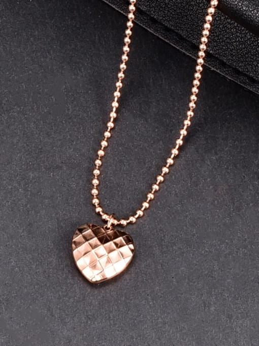 A TEEM Titanium Steel Heart Minimalist Bead Chain Necklace 2