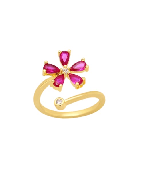 CC Brass Cubic Zirconia Flower Vintage Band Ring 2