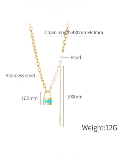Open Sky Titanium Steel Imitation Pearl Locket Minimalist Tassel Necklace 2