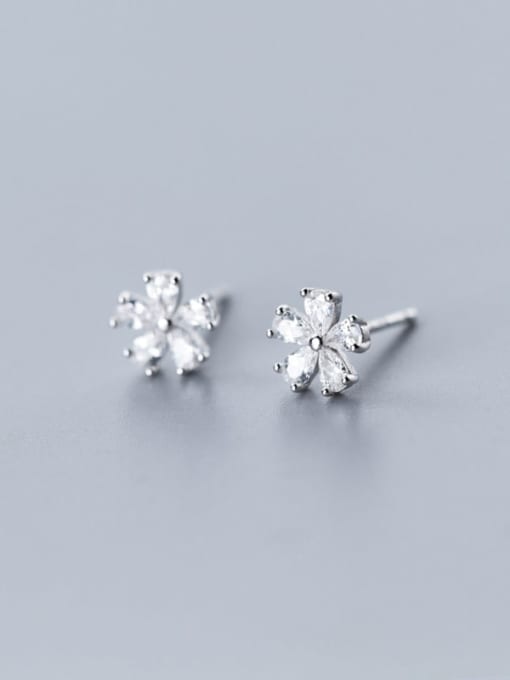 Rosh 925 Sterling Silver Cubic Zirconia Flower Cute Stud Earring 1