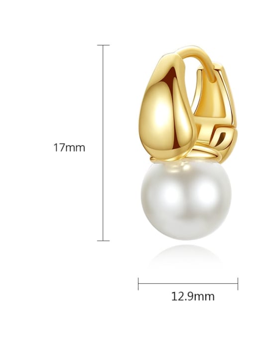 BLING SU Brass Imitation Pearl Geometric Minimalist Huggie Earring 3