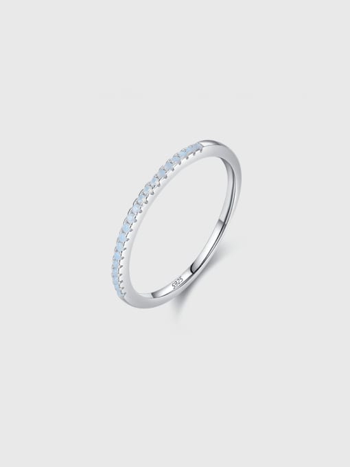 MODN 925 Sterling Silver Rhinestone Geometric Minimalist Band Ring