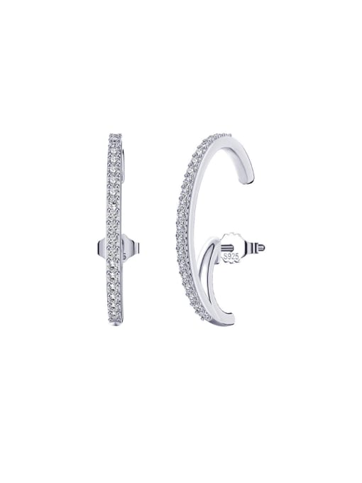 Platinum, weight 2.57g 925 Sterling Silver Cubic Zirconia Geometric Minimalist Stud Earring