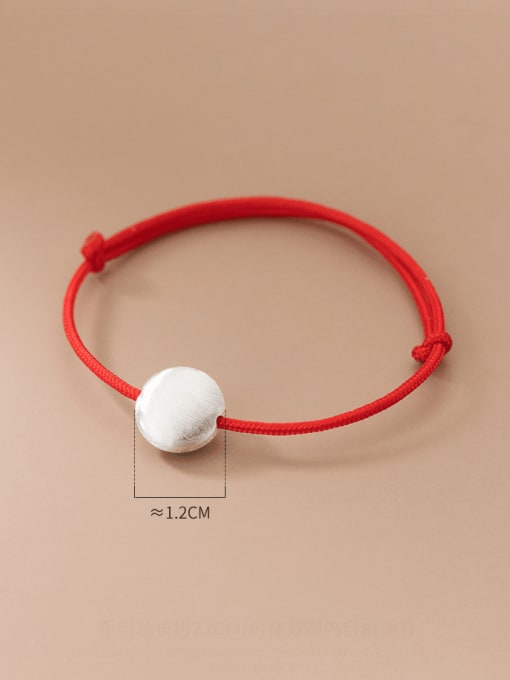 Rosh 925 Sterling Silver Ball Minimalist Adjustable Red Rope Bracelet 1