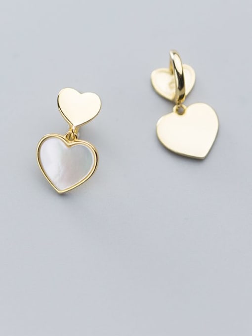 Rosh 925 Sterling Silver Shell Heart Minimalist Stud Earring 2
