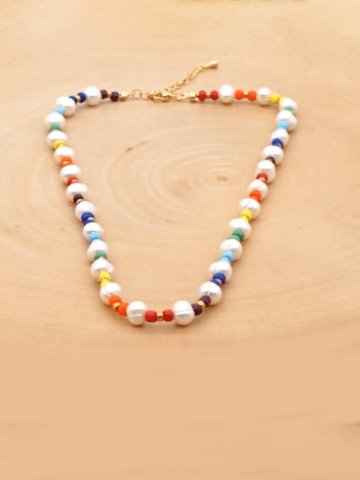 MMBEADS Freshwater Pearl Multi Color Miyuki beads Pure handmade Necklace 2