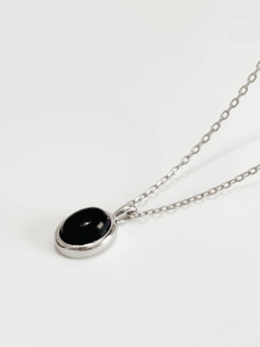 Boomer Cat Sterling silver classic black semi-precious stones necklace 0