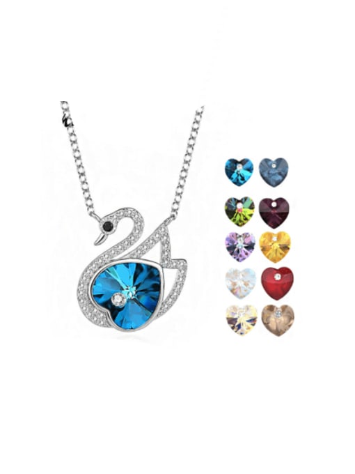 BC-Swarovski Elements 925 Sterling Silver Austrian Crystal Swan Classic Necklace