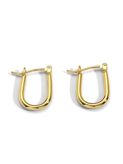 golden Brass Hollow  Geometric Minimalist Stud Earring