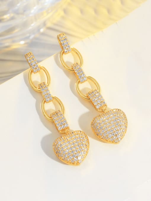 L.WIN Brass Cubic Zirconia Heart Luxury Cluster Earring 3