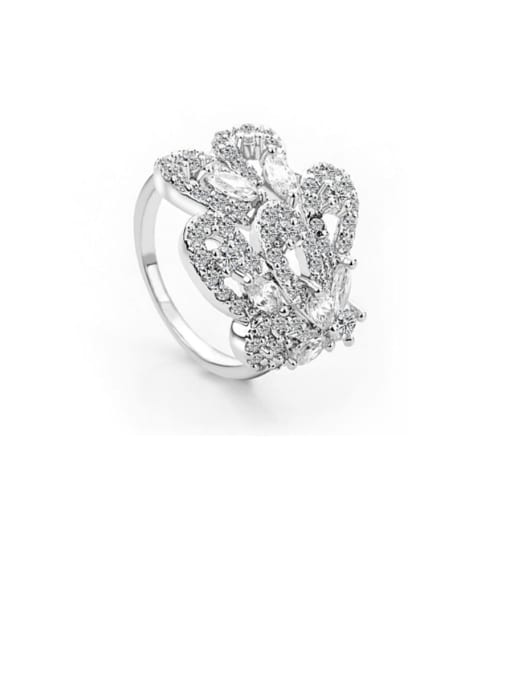 BLING SU Copper Cubic Zirconia Irregular Luxury Ring