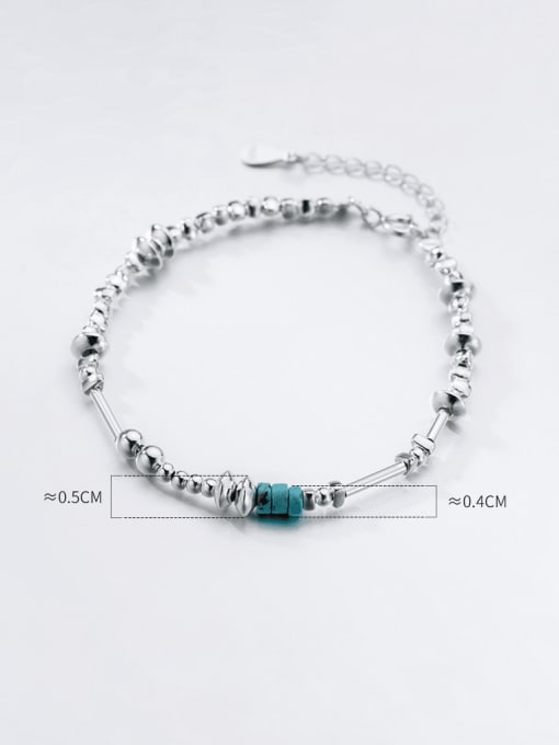 Rosh 925 Sterling Silver Turquoise Geometric Vintage Beaded Bracelet 2