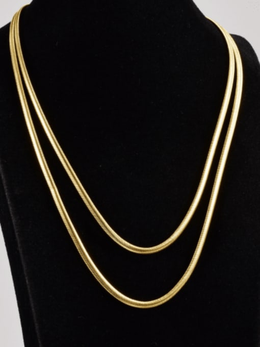 A TEEM Titanium Steel Snake bone chain Minimalist Multi Strand Necklace 1