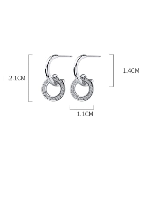 Rosh 925 Sterling Silver Cubic Zirconia White Geometric Trend Hook Earring 3
