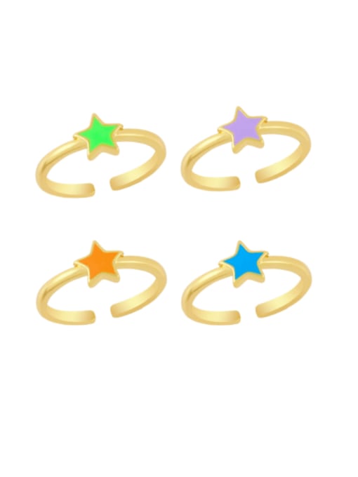CC Brass Enamel Star Minimalist Band Ring 0