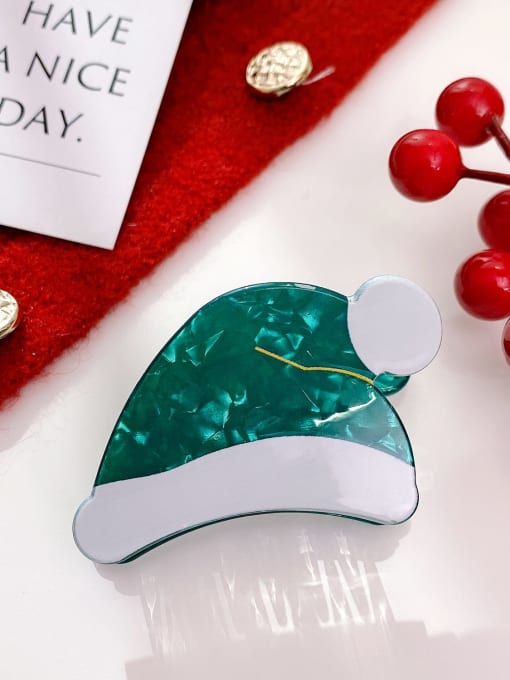 Green hat 7.1cm Acrylic Cute Christmas Seris Alloy Multi Color Jaw Hair Claw