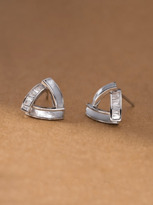 Rosh 925 Sterling Silver Shell Triangle Minimalist Stud Earring 2