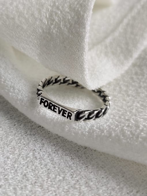 Boomer Cat 925 Sterling Silver  Minimalist Retro Letter Free Size Ring 1